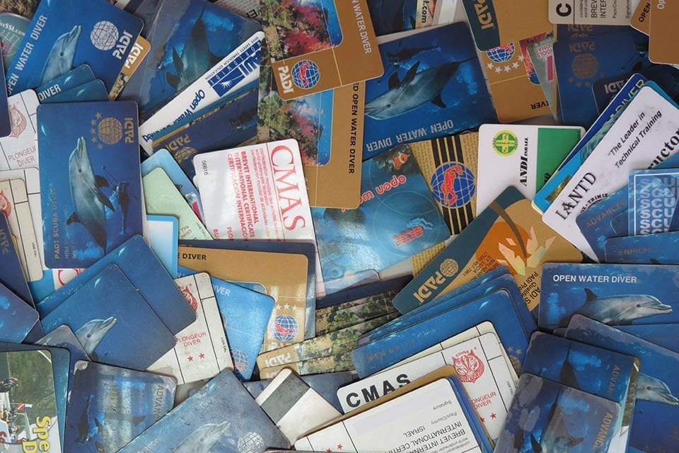 diving-cards multiple diving certification from different organizations